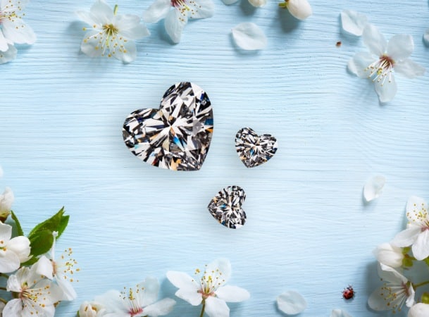 Three Heart-Shaped Polished Diamonds