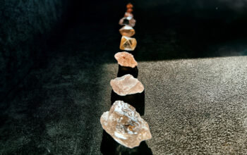 Loose Rough Diamonds Lined Up